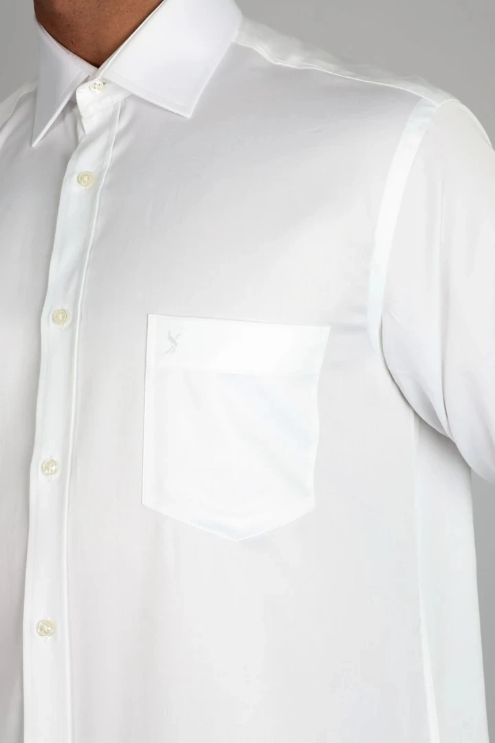LORENZO MAZZOLİ LM385 R 900 BEYAZ PAMUK SATEN REGULAR FİT ERKEK GÖMLEK