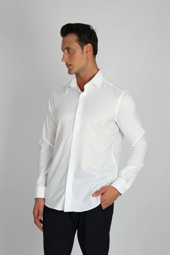 ENZO FERRETTI EF16 S 900 BEYAZ NON-IRON ÇİFT KAT İPLİK, SLIM FIT,ERKEK GÖMLEK