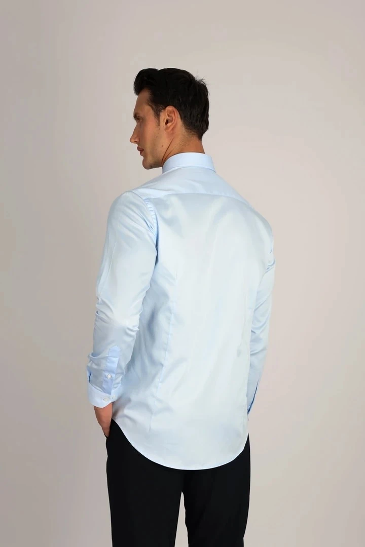 LORENZO MAZZOLİ LM375 C 551 A.MAVİ PAMUK SATEN COMFORT FİT ERKEK GÖMLEK