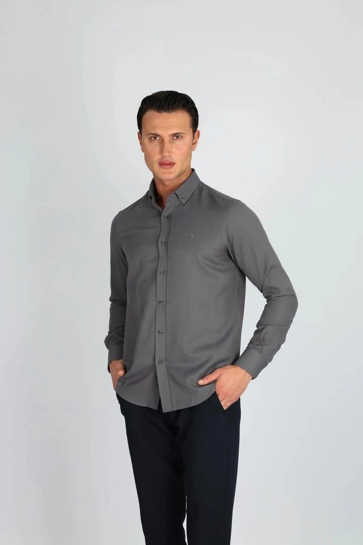 LORENZO MAZZOLİ OXFORD C 503 GRİ ERKEK GÖMLEK