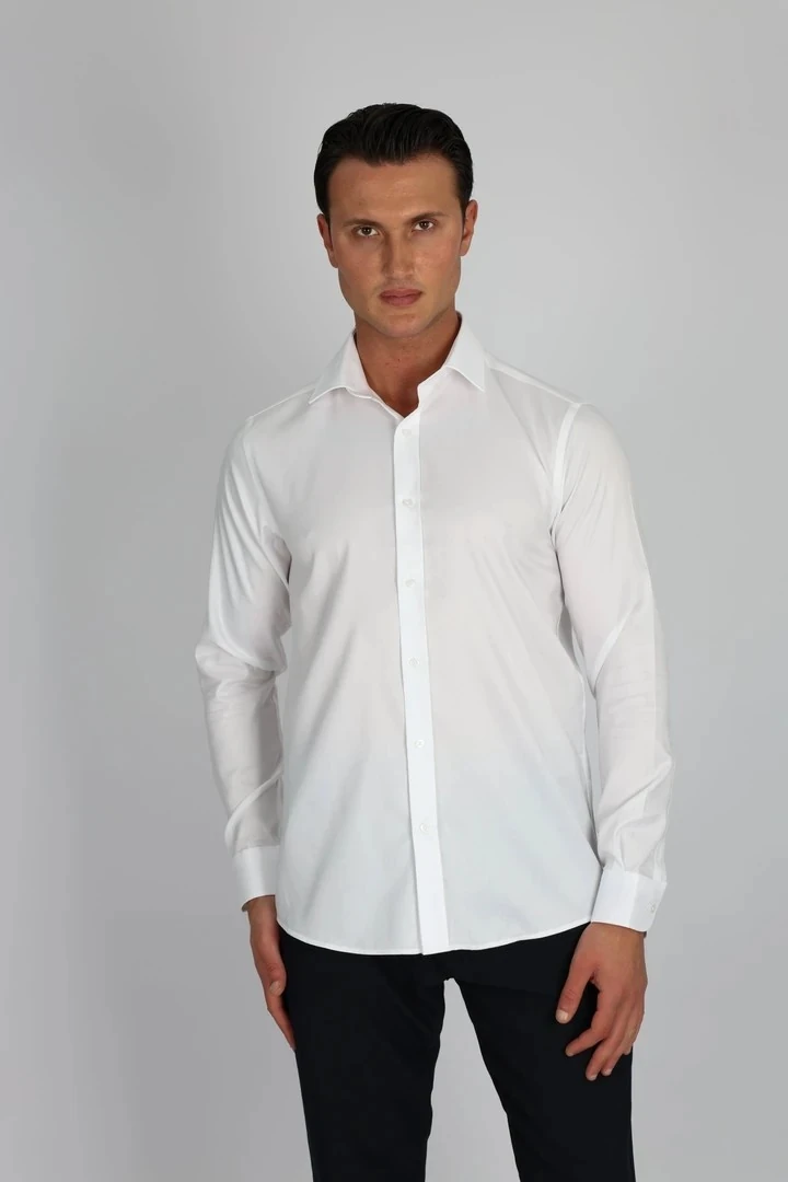 ENZO FERRETTI EF16 S 900 BEYAZ NON-IRON ÇİFT KAT İPLİK, SLIM FIT,ERKEK GÖMLEK