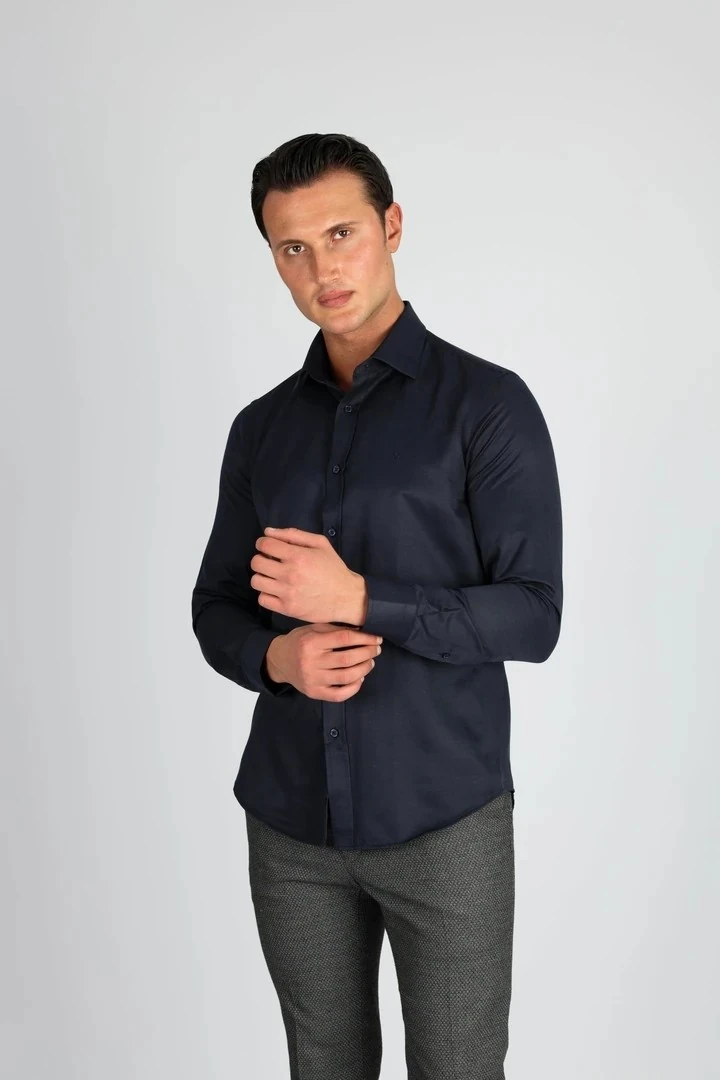 LORENZO MAZZOLİ SOFT SATEN C 506 LACİVERT ERKEK GÖMLEK