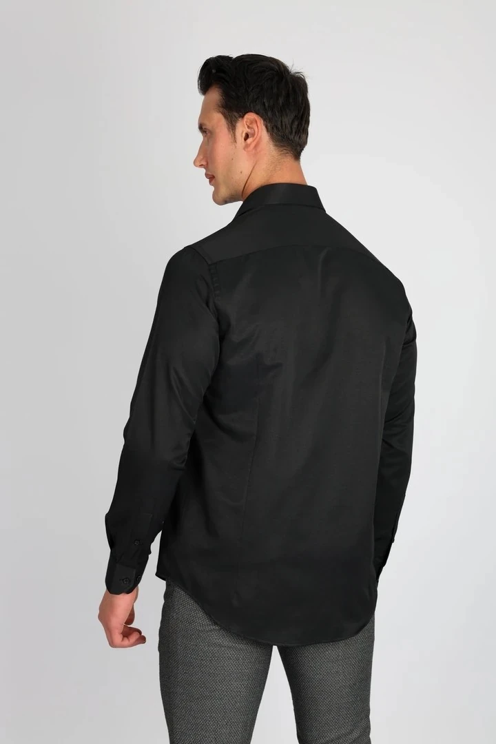 LORENZO MAZZOLİ SOFT SATEN C 500 SİYAH ERKEK GÖMLEK