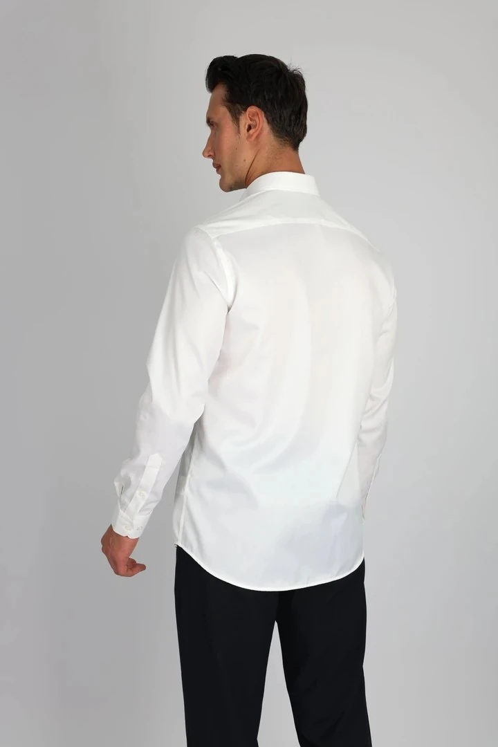 ENZO FERRETTI EF14 S 900 BEYAZ NON-IRON ÇİFT KAT İPLİK, SLIM FIT,ERKEK GÖMLEK