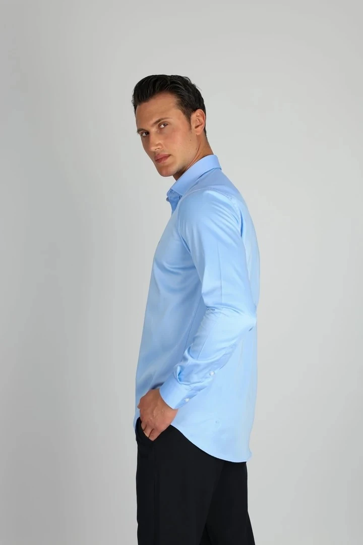 LORENZO MAZZOLİ LM375 C 567 O.MAVİ PAMUK SATEN COMFORT FİT ERKEK GÖMLEK
