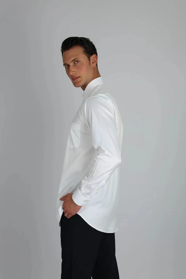 LORENZO MAZZOLİ LM385 R 900 BEYAZ PAMUK SATEN REGULAR FİT ERKEK GÖMLEK