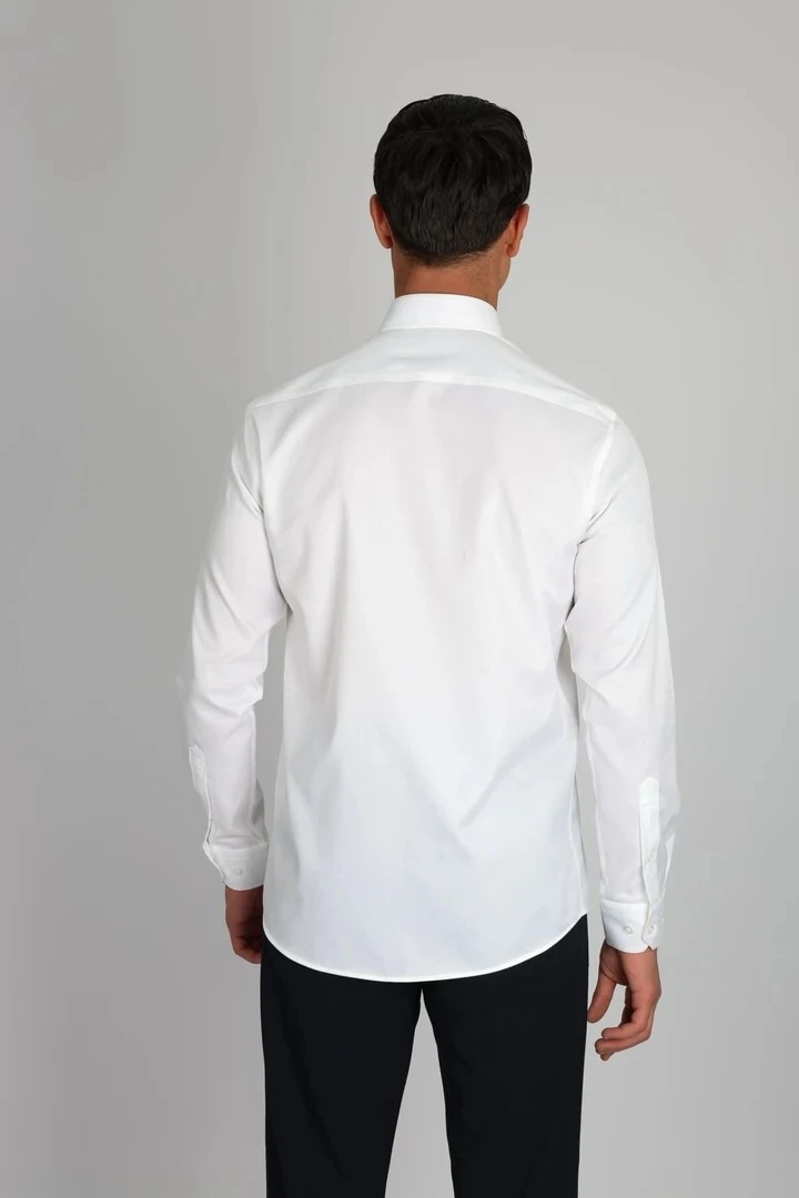 ENZO FERRETTI EF15 S 901 BEYAZ NON-IRON ÇİFT KAT İPLİK, SLIM FIT,ERKEK GÖMLEK