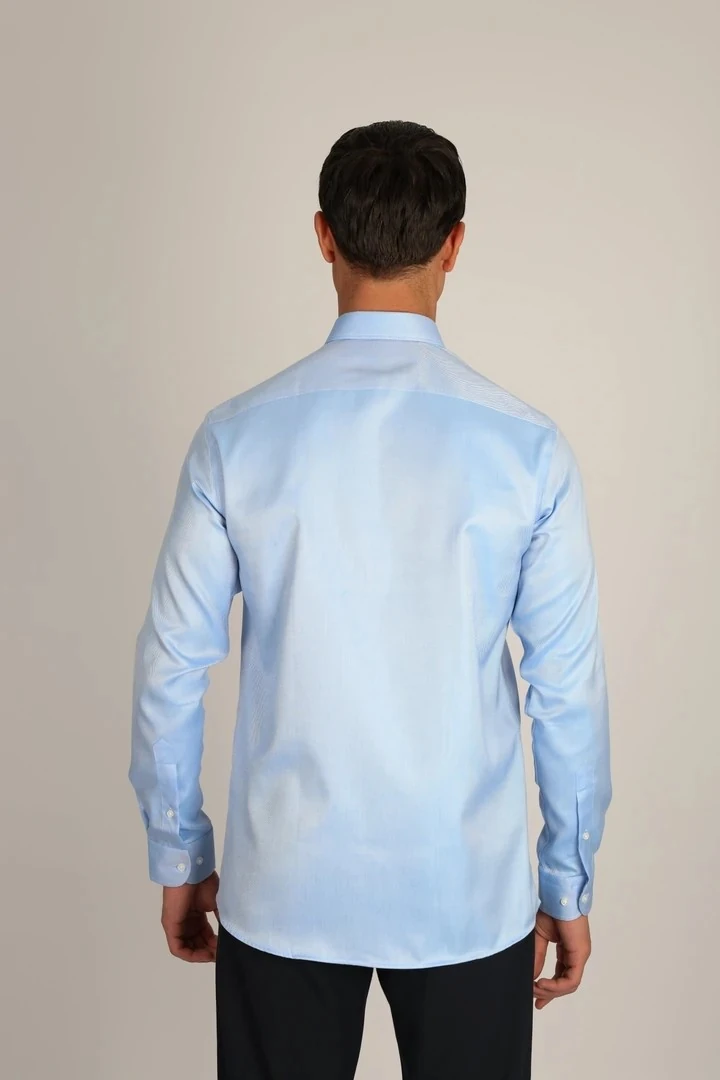 ENZO FERRETTI EF16 S 567 O.MAVİ NON-IRON ÇİFT KAT İPLİK, SLIM FIT,ERKEK GÖMLEK