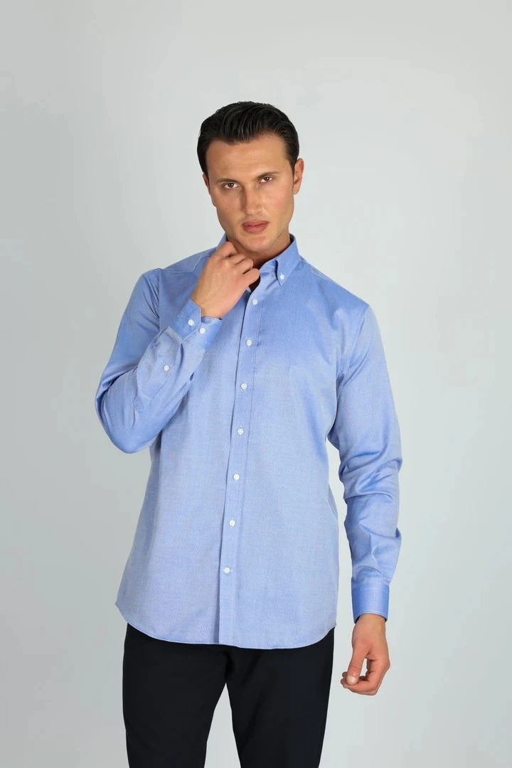 ENZO FERRETTI EF12 R 506 LACİVERT NON-IRON ÇİFT KAT İPLİK, REGULAR FIT,ERKEK GÖMLEK