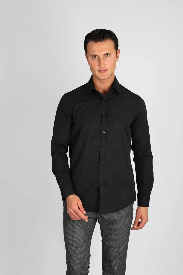 LORENZO MAZZOLİ LM1491 C 500 SİYAH ERKEK GÖMLEK