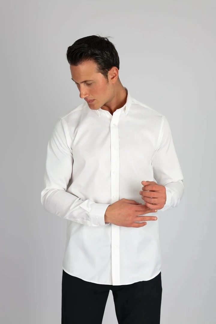 ENZO FERRETTI EF14 S 900 BEYAZ NON-IRON ÇİFT KAT İPLİK, SLIM FIT,ERKEK GÖMLEK