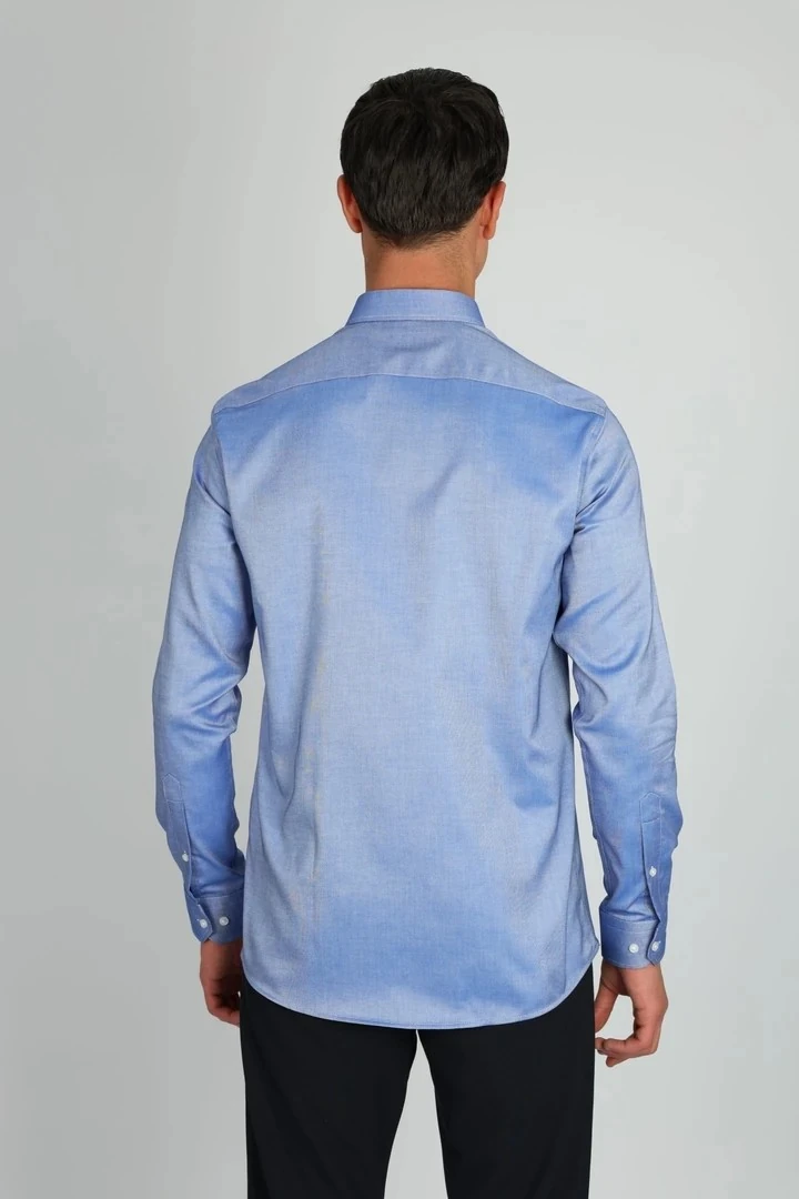 ENZO FERRETTI EF14 S 506 LACİVERT NON-IRON ÇİFT KAT İPLİK, SLIM FIT,ERKEK GÖMLEK