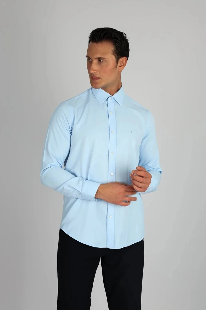 LORENZO MAZZOLİ SOFT SATEN C 551 A.MAVİ ERKEK GÖMLEK