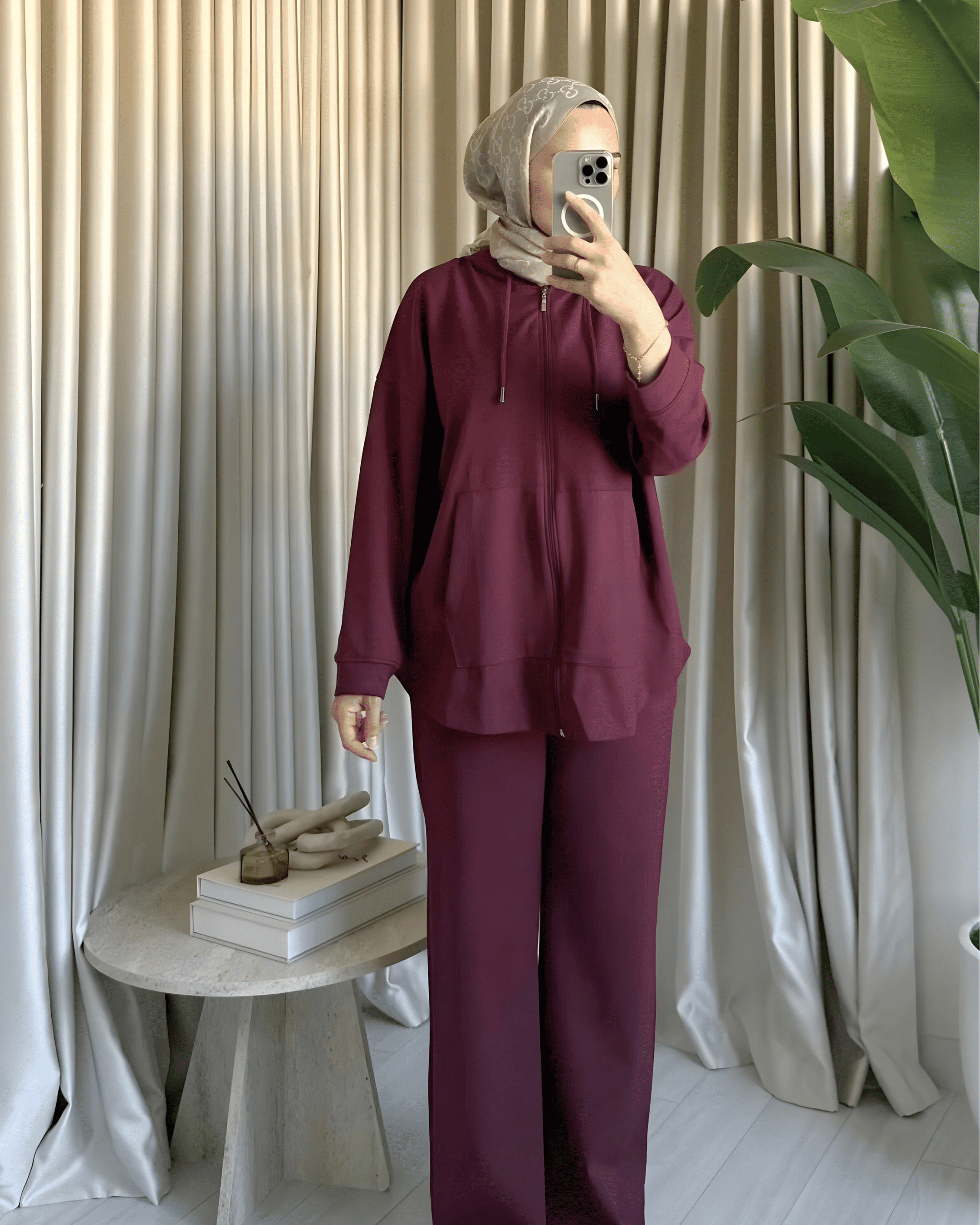Basic Kapşonlu Oysh Takım - Bordo