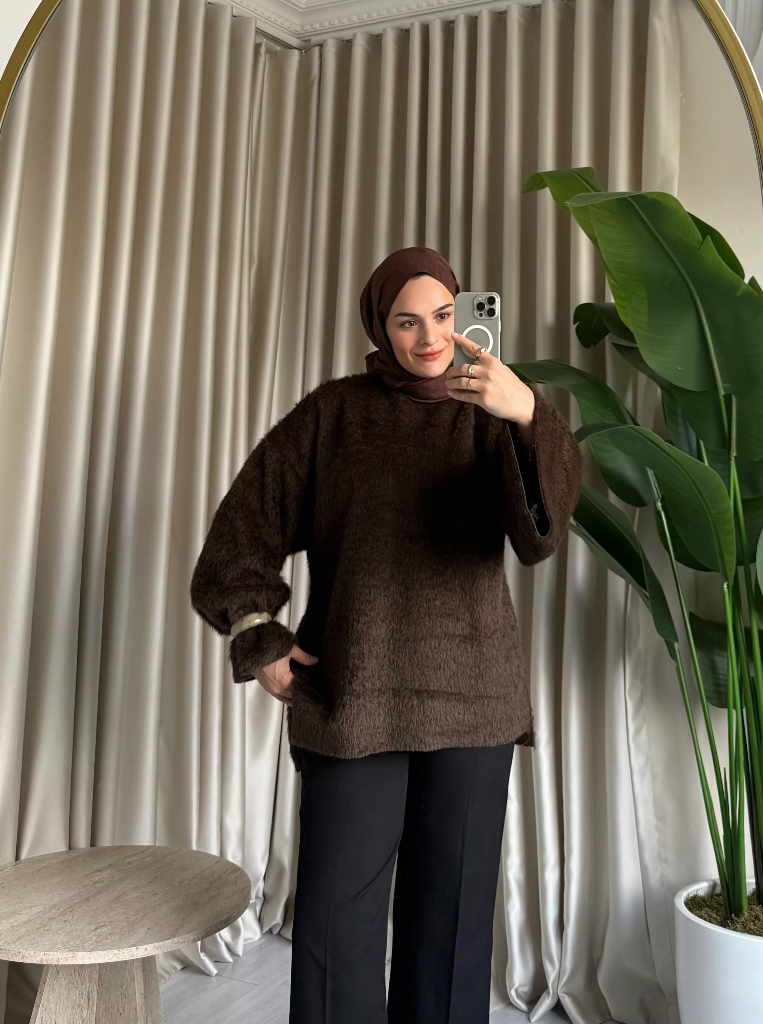 Oversize Yumoş Kazak - Kahve