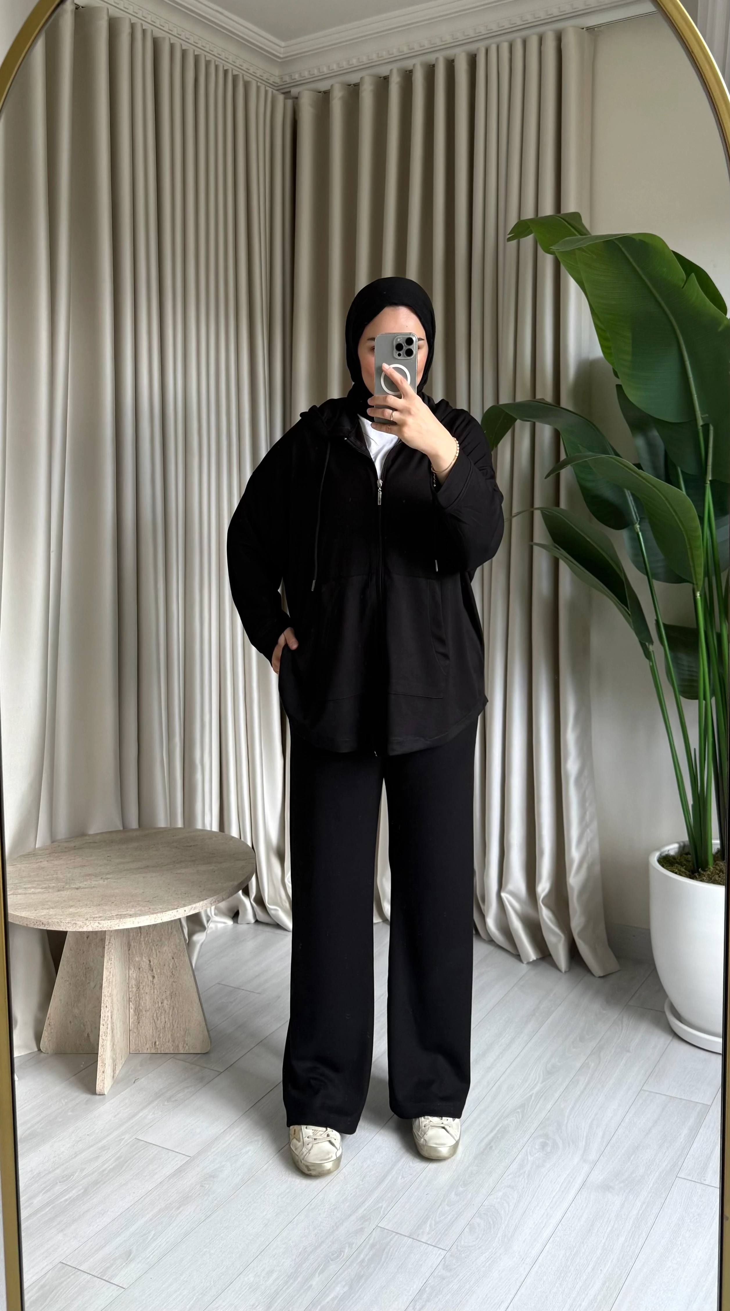 Basic Kapşonlu Oysh Takım - Siyah