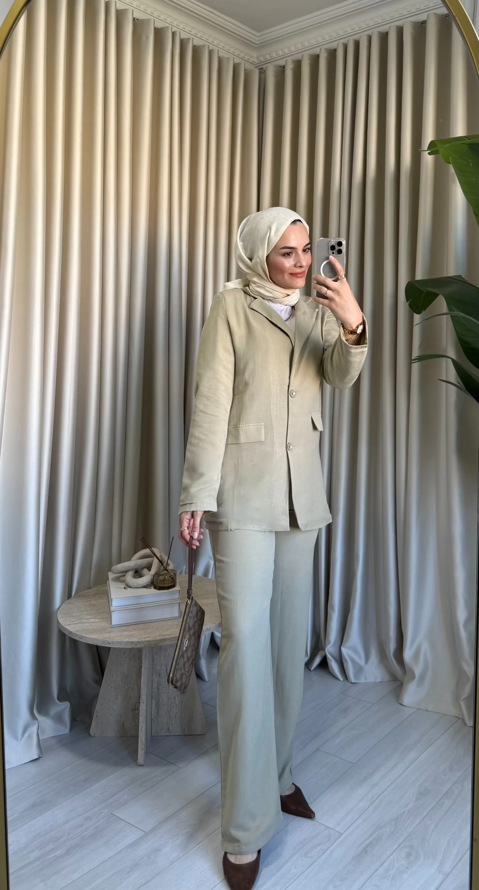 Keten Plazzo Pantolon - Yeşil