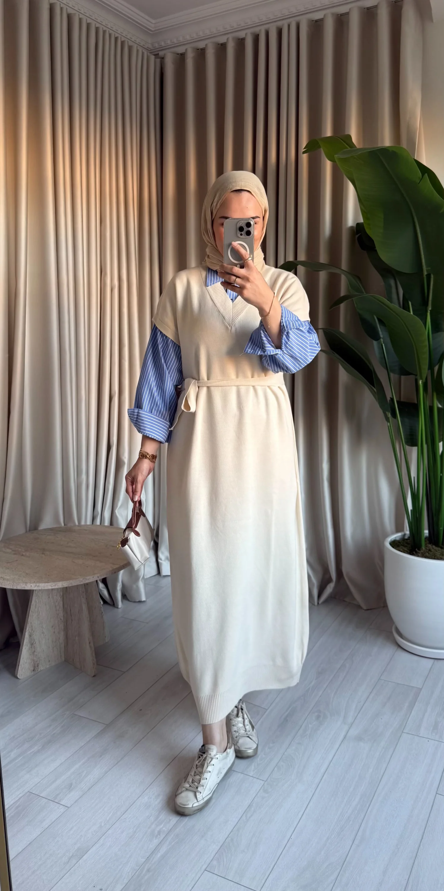 Poplin Detaylı Triko Elbise