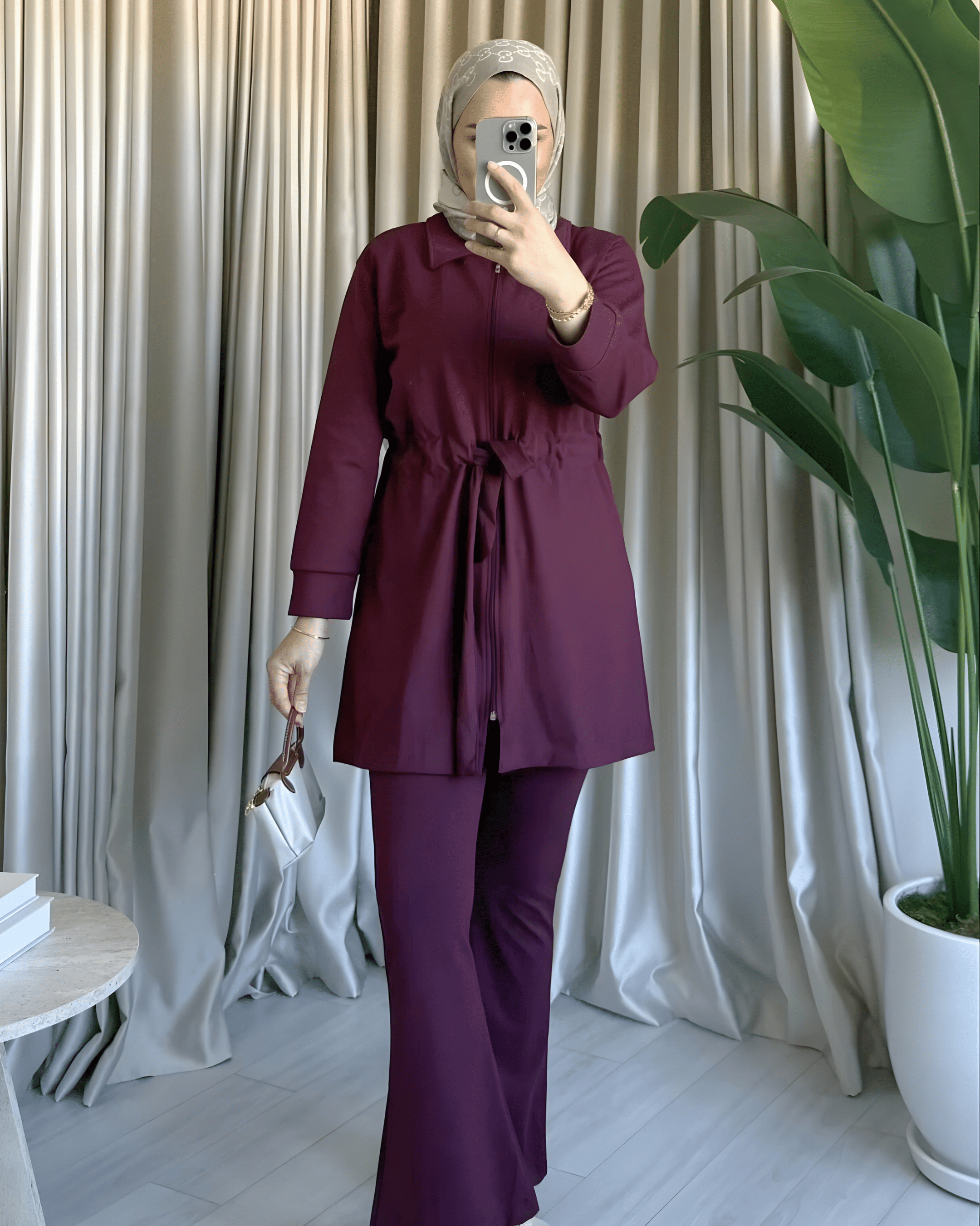 Belden Bağlamalı Oysh Takım - Bordo