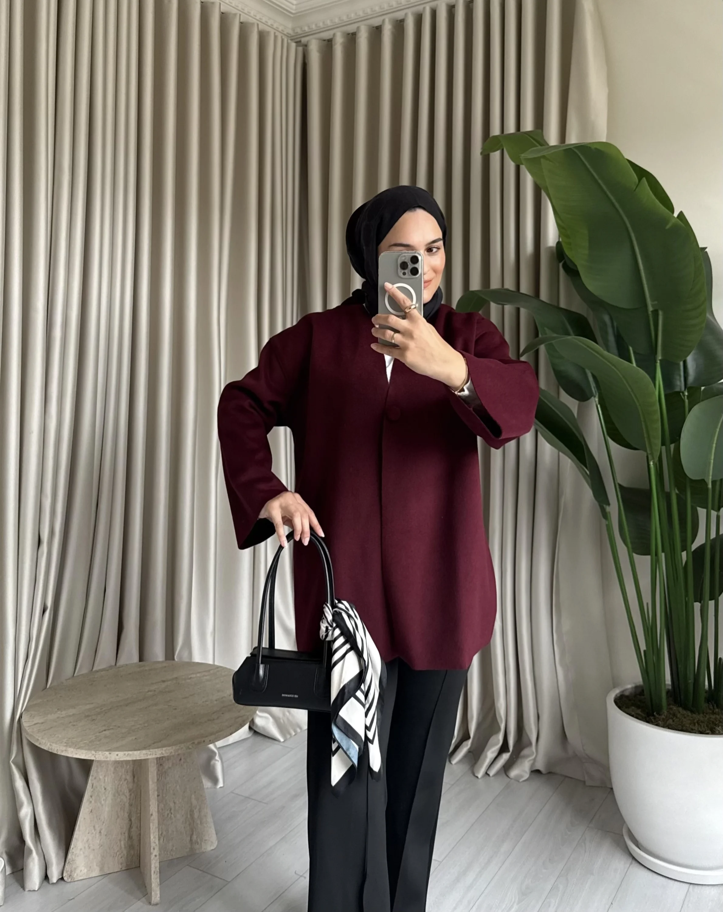 Tek Düğmeli Kaşe - Bordo