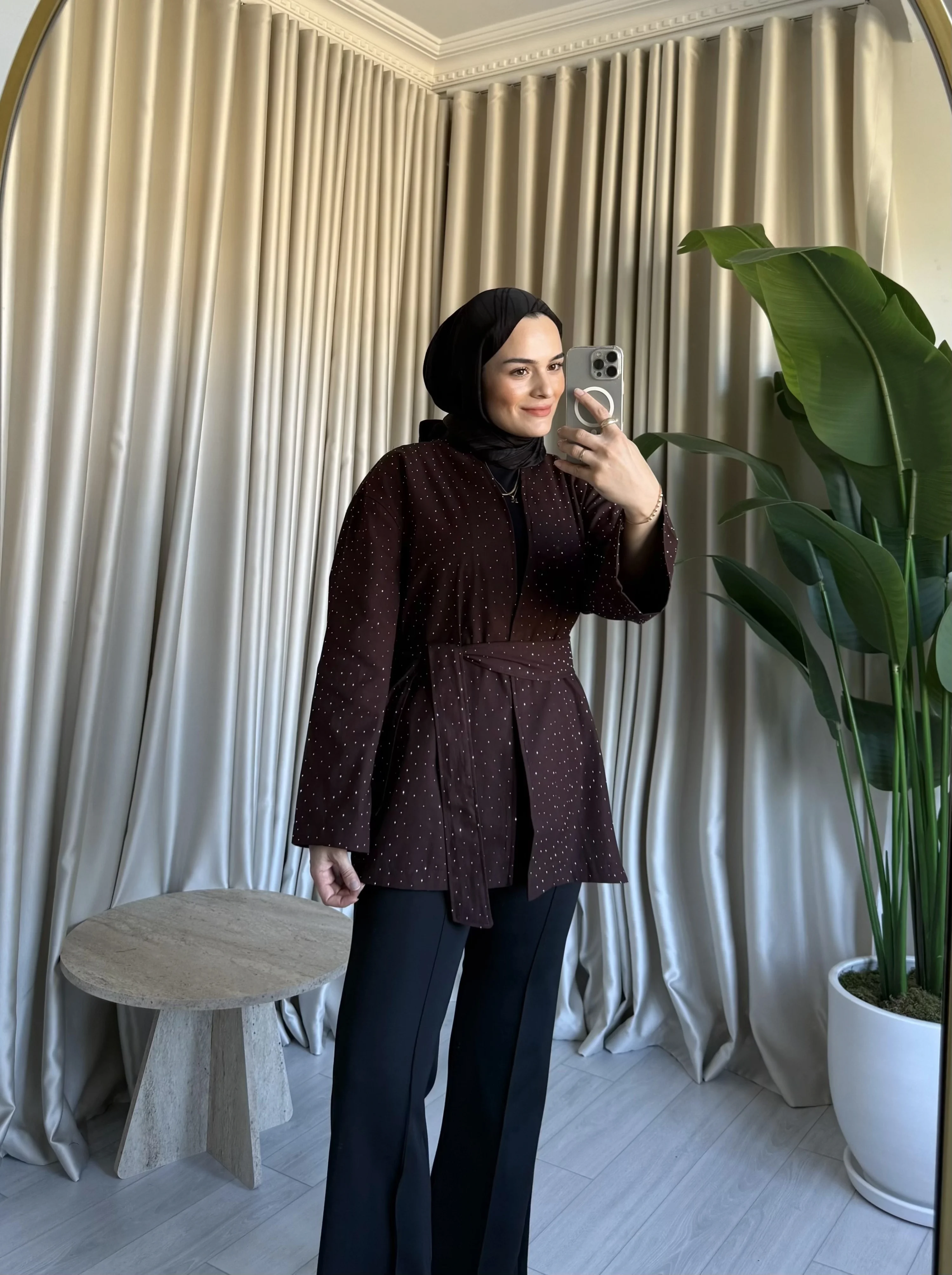 Taşlı Gabardin Kimono