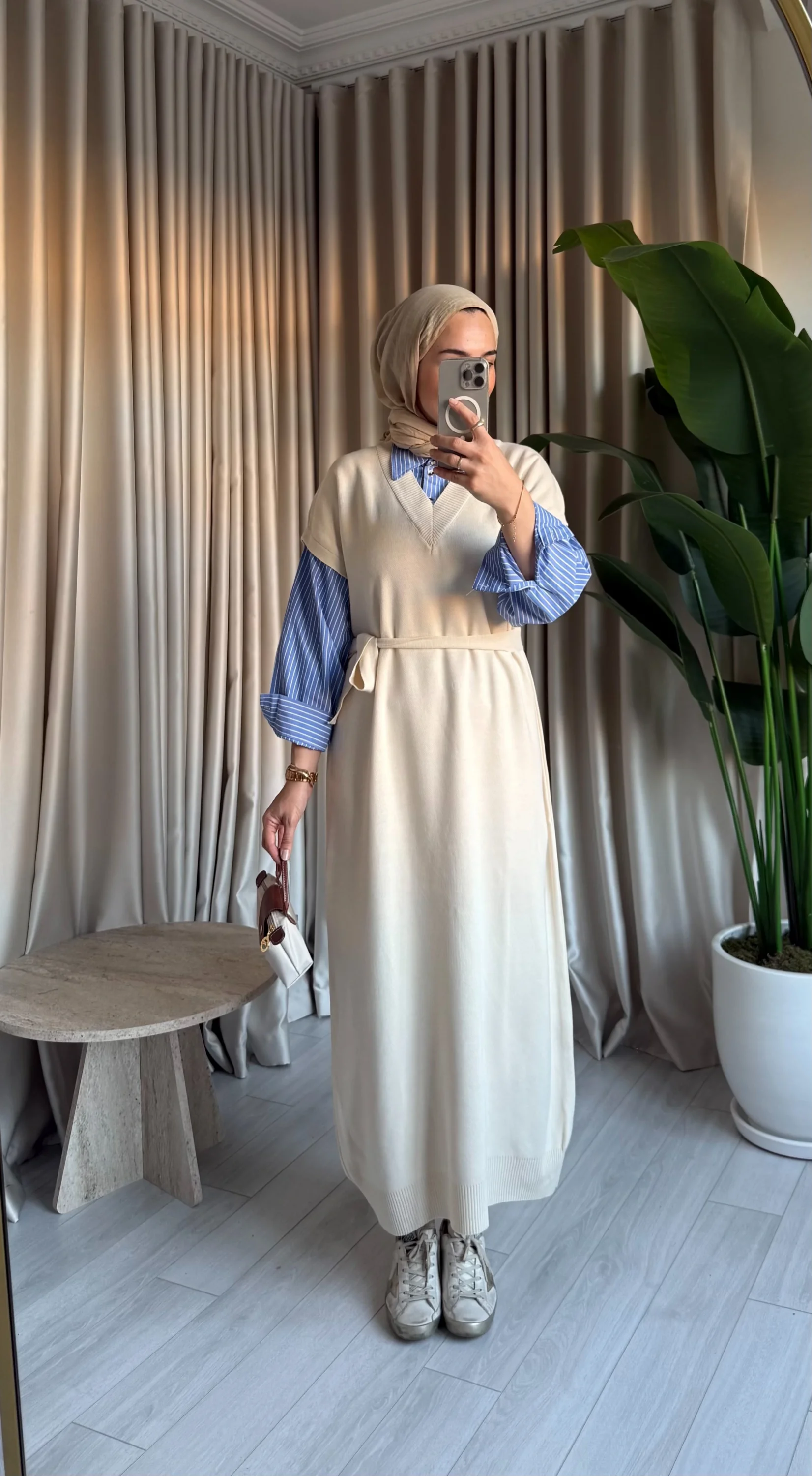 Poplin Detaylı Triko Elbise