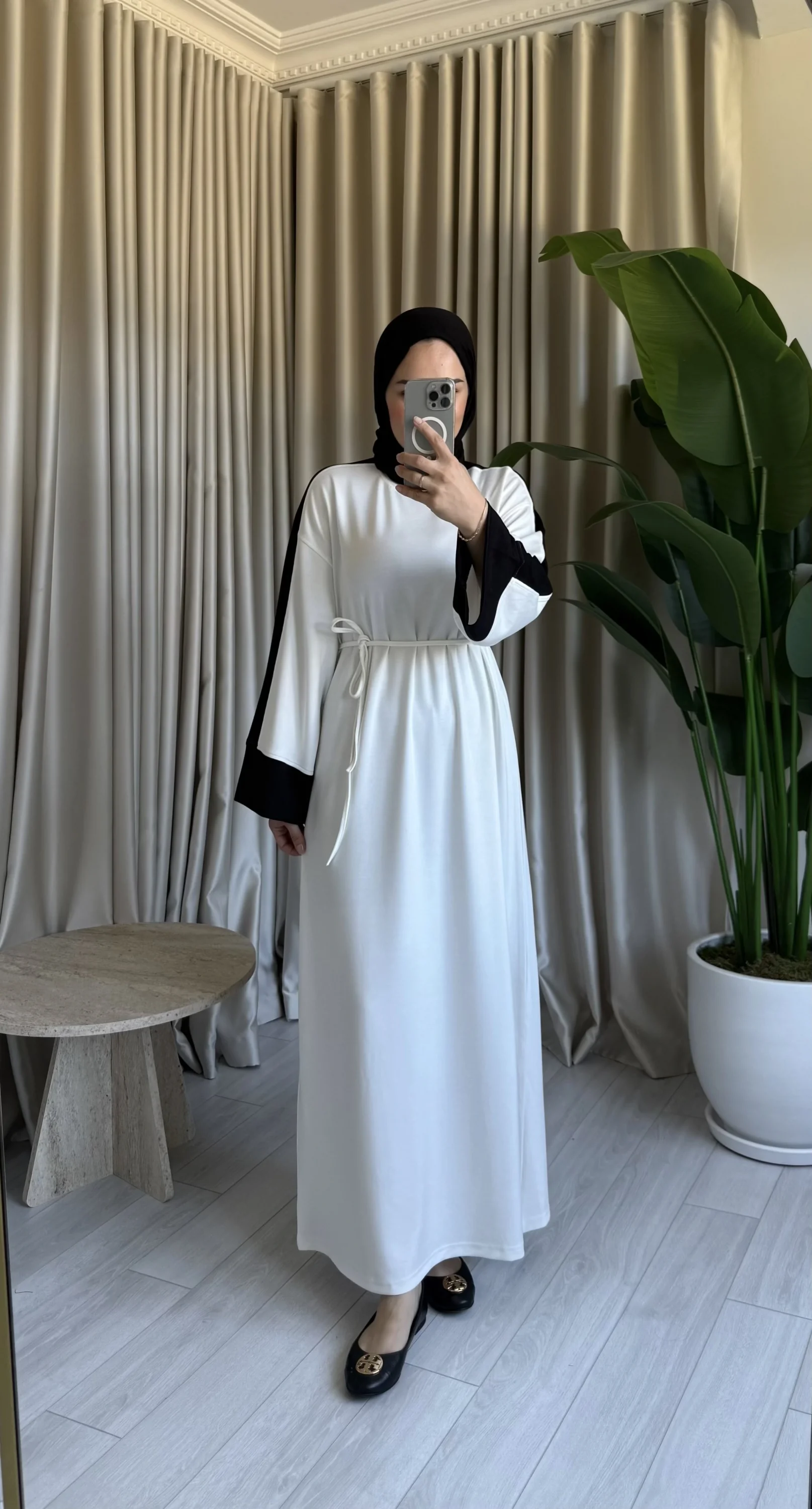 Mina Garnili Oysh Elbise  - Beyaz