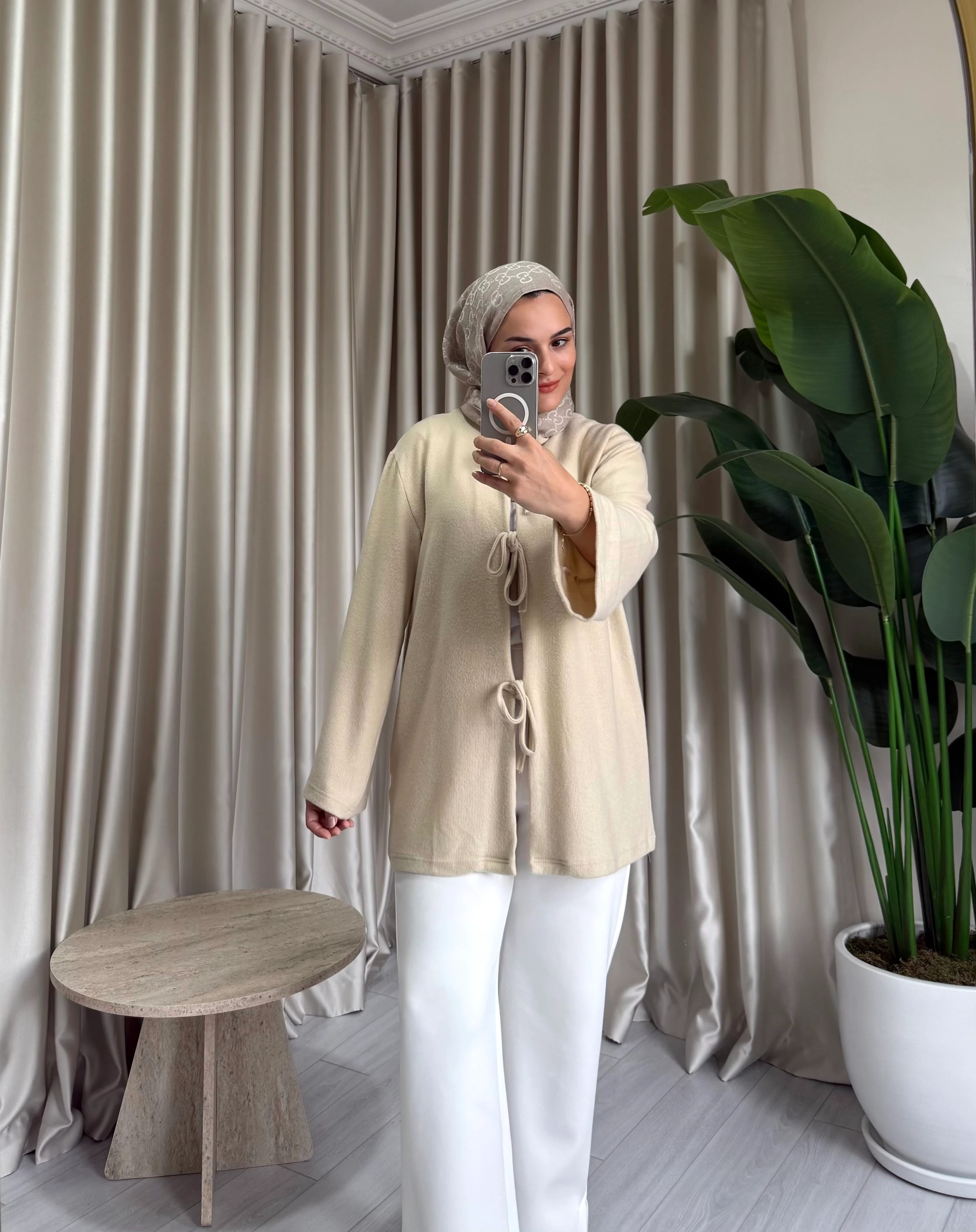 Önden Bağlamalı Triko Kimono