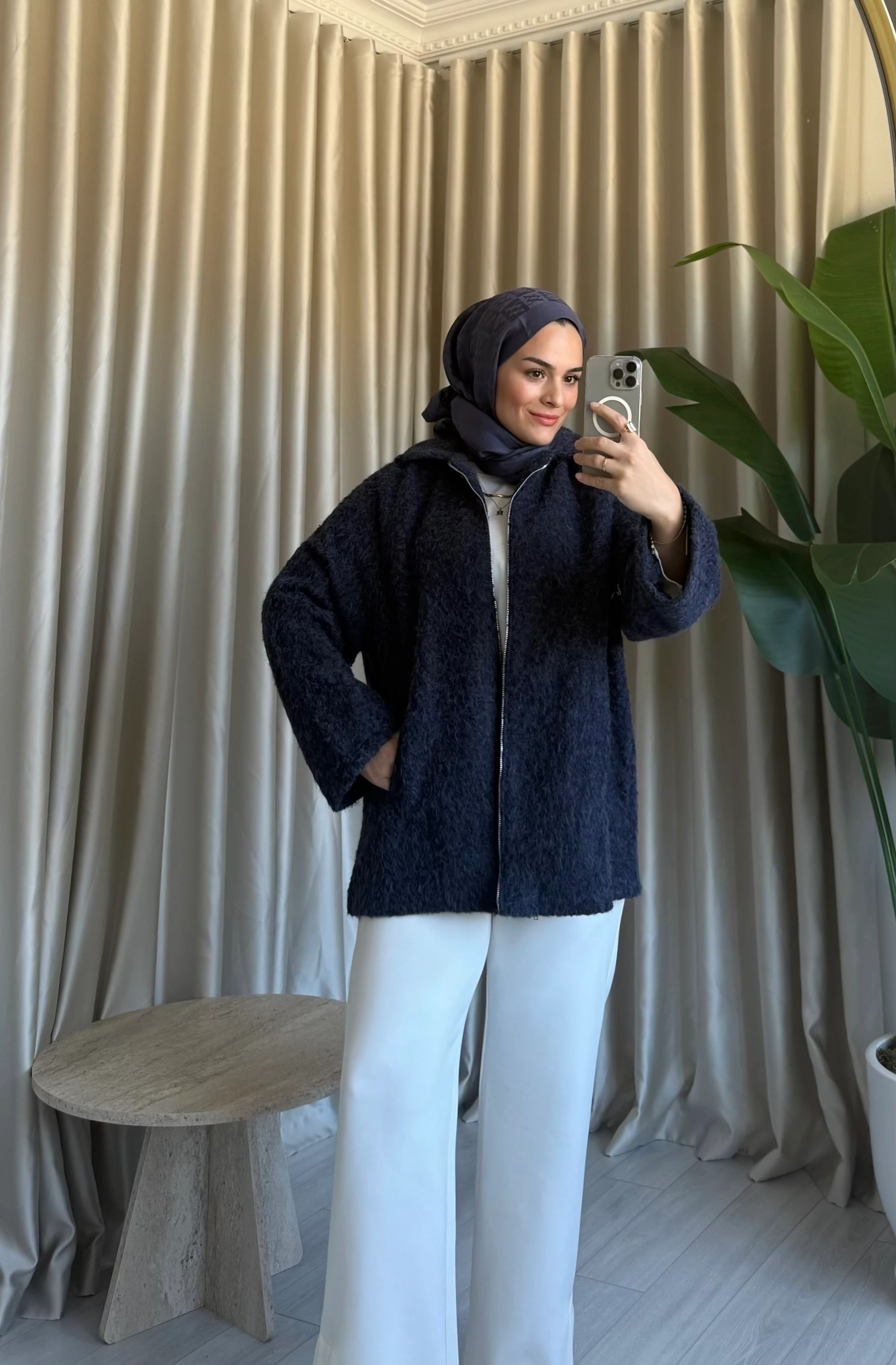 Premium Kırçıllı Kaşe Ceket - Lacivert