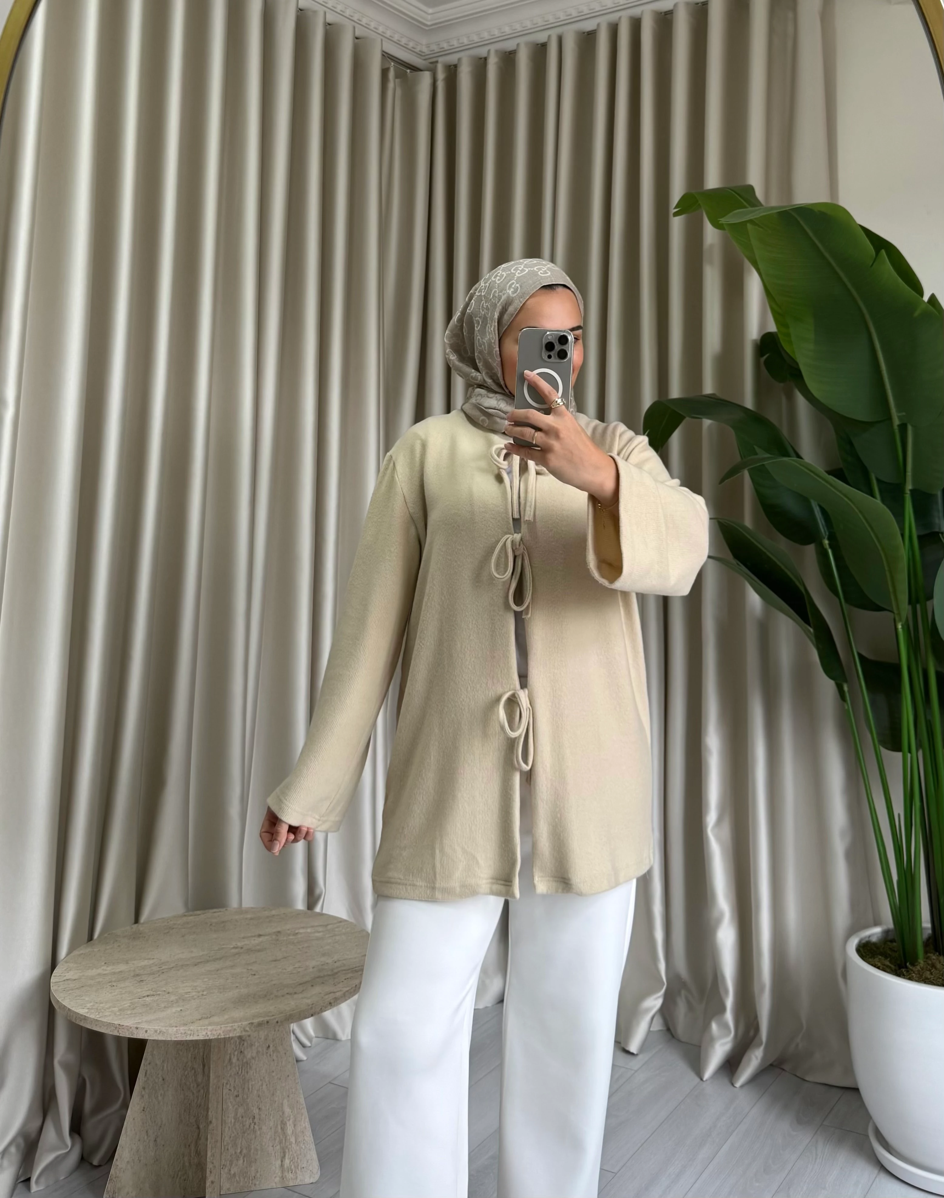 Önden Bağlamalı Triko Kimono