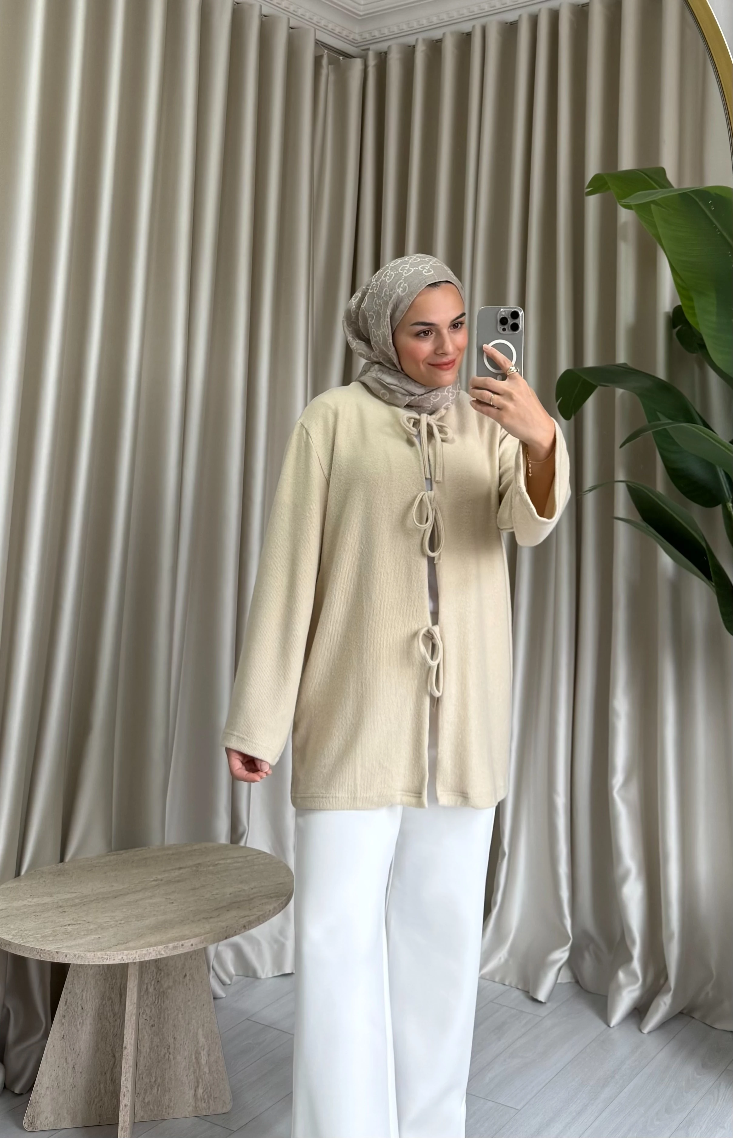 Önden Bağlamalı Triko Kimono