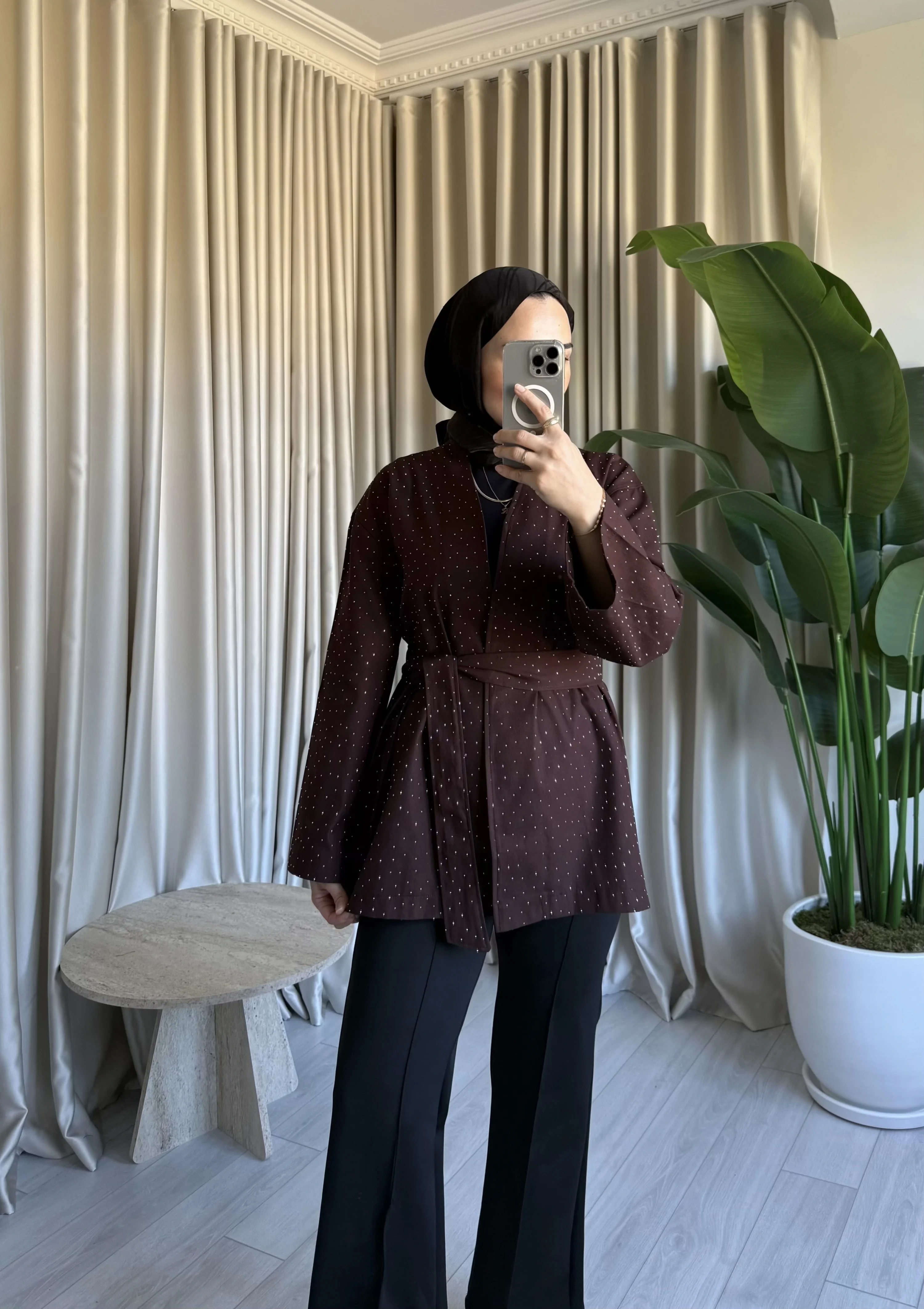 Taşlı Gabardin Kimono