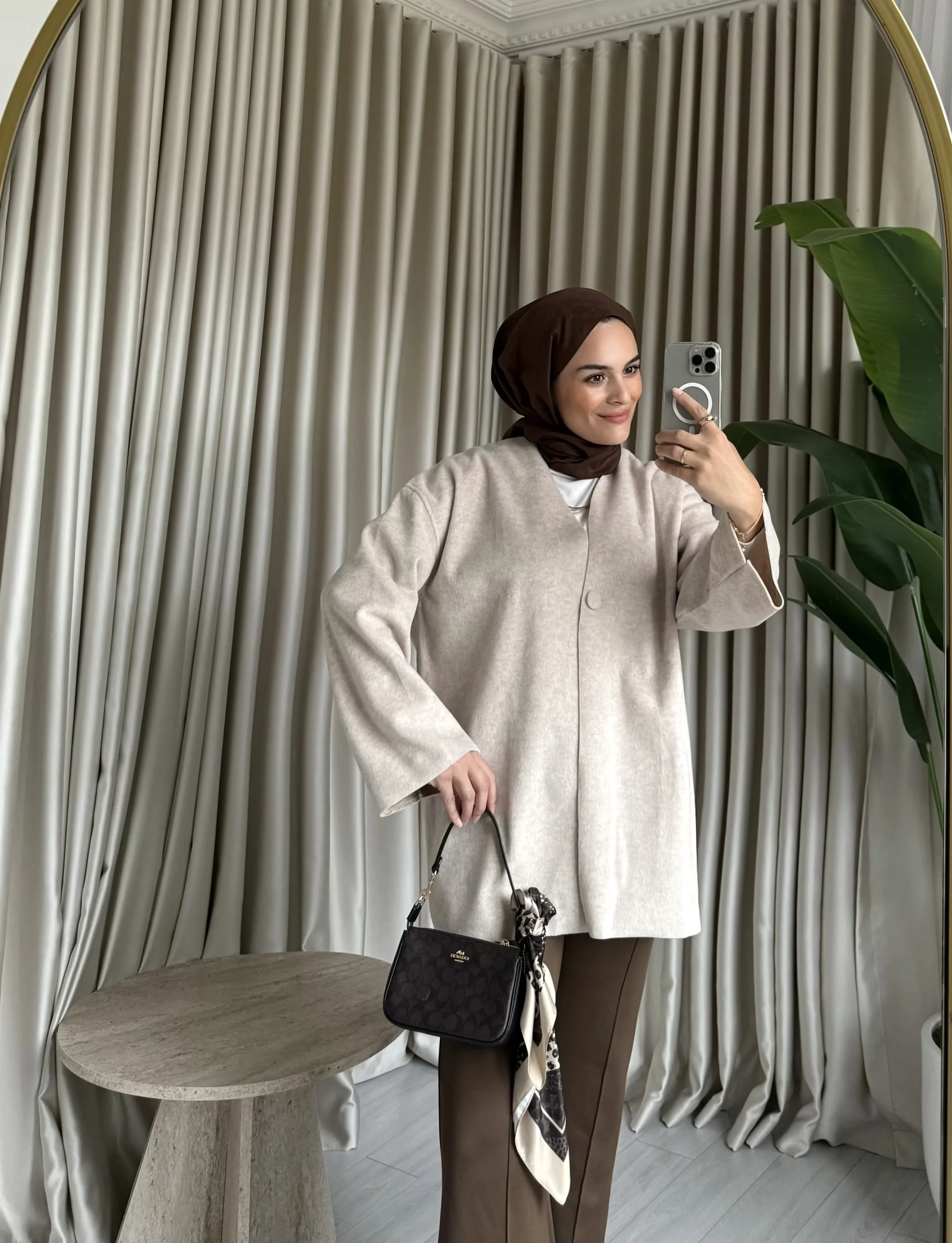 Tek Düğmeli Kaşe - Bej