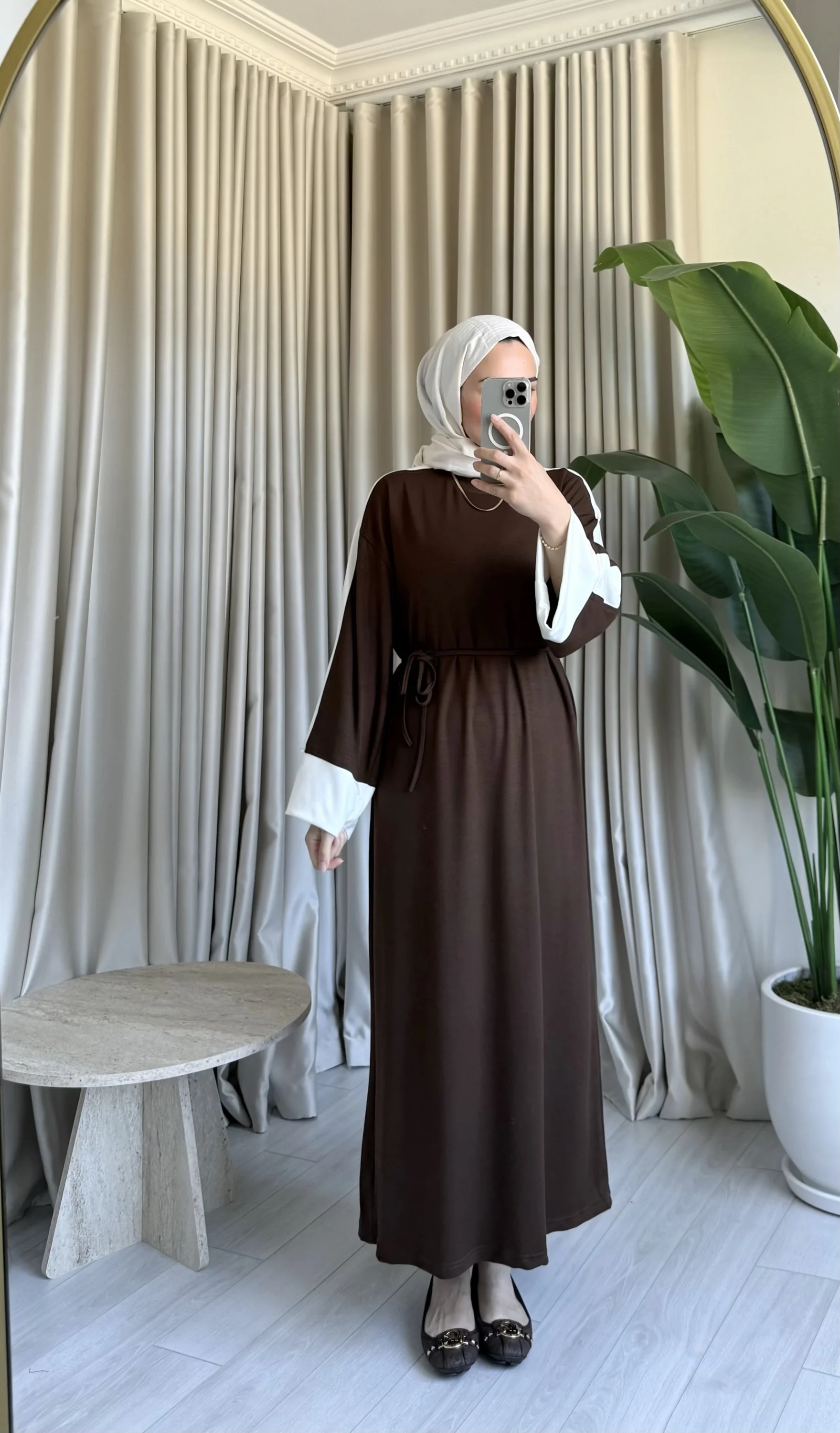 Mina Garnili Oysh Elbise  - Kahve