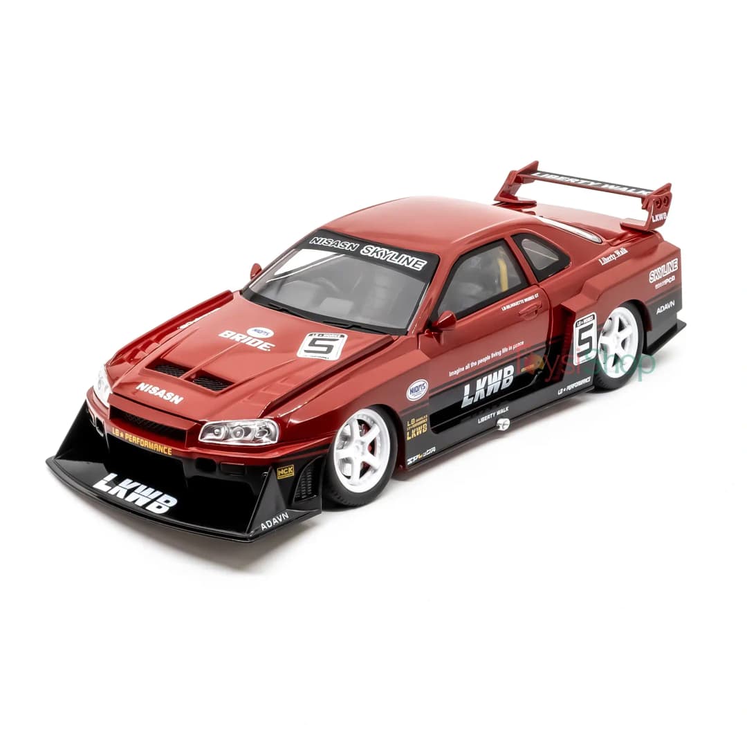 Hobbiez World 1:24 Nissan Skyline GT-R R34 Liberty Walk Kırmızı