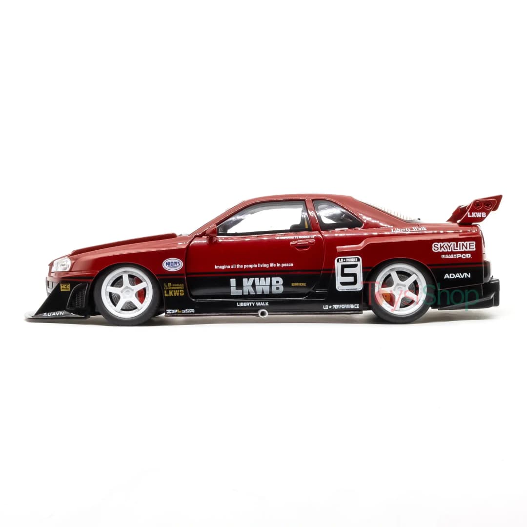 Hobbiez World 1:24 Nissan Skyline GT-R R34 Liberty Walk Kırmızı
