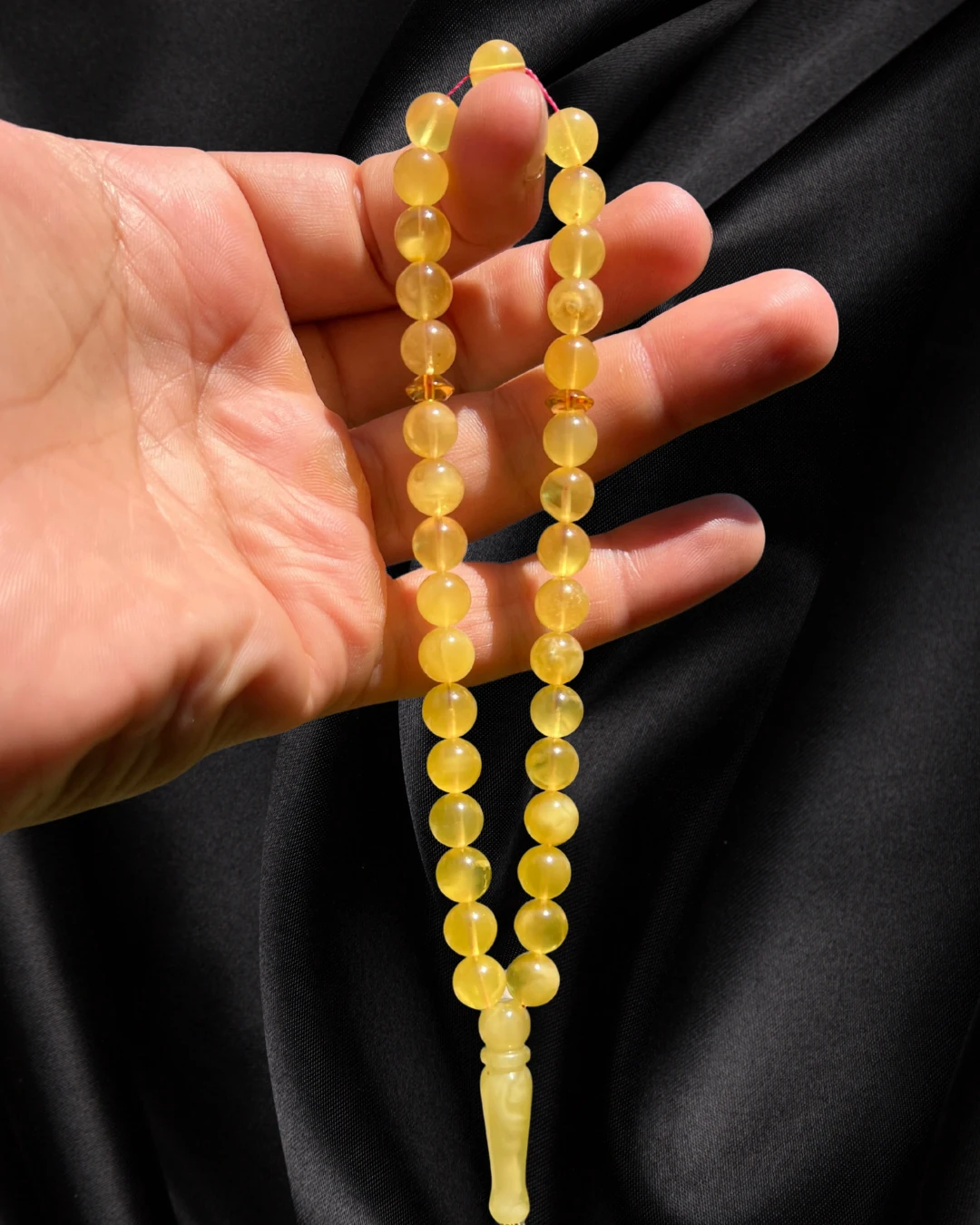 Sertifikalı Baltık Kehribar Tesbih - Gümüş Püskül Tasarım