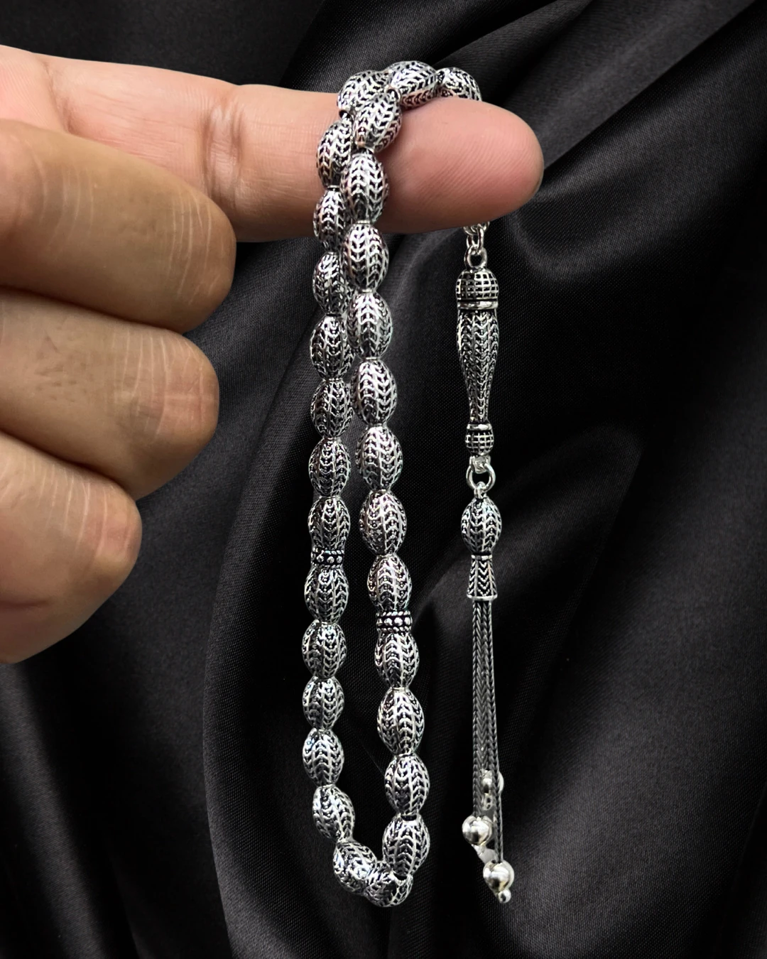 925 AYAR FULL GÜMÜŞ TESBİH-DERİ KUTU İLE GÖNDERİM