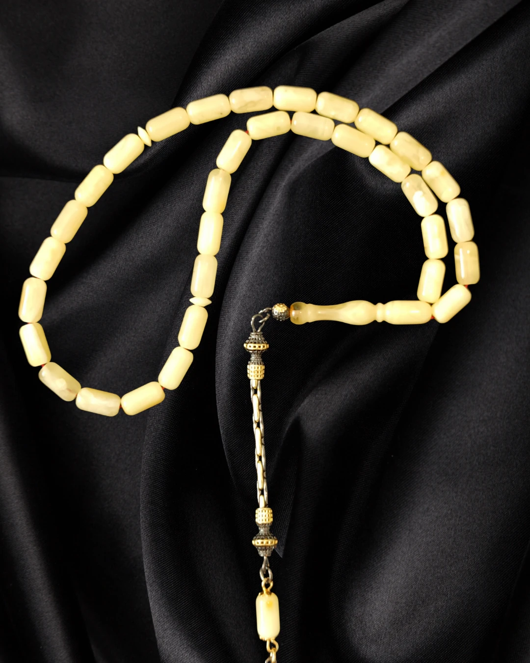 Sertifikalı Baltık Kehribar Tesbih - Gümüş Püskül Tasarım