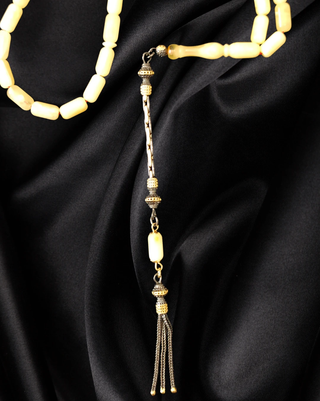 Sertifikalı Baltık Kehribar Tesbih - Gümüş Püskül Tasarım