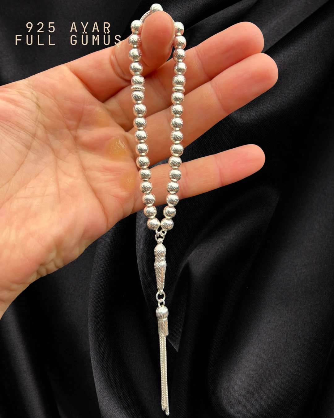 925 AYAR FULL GÜMÜŞ TESBİH-DERİ KUTU İLE GÖNDERİM