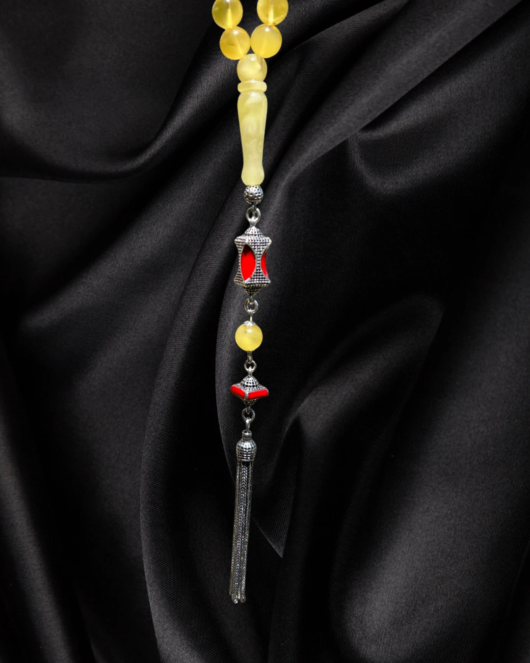 Sertifikalı Baltık Kehribar Tesbih - Gümüş Püskül Tasarım