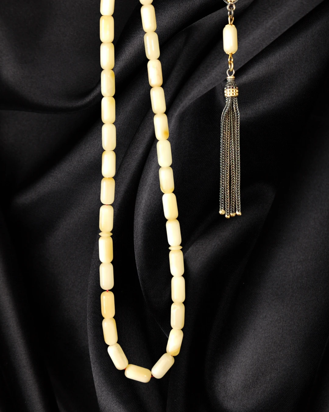 Sertifikalı Baltık Kehribar Tesbih - Gümüş Püskül Tasarım