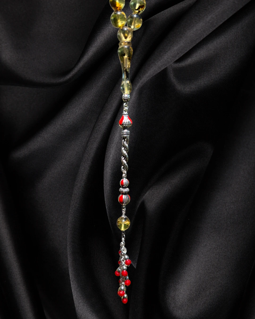 Sertifikalı Baltık Kehribar Tesbih - Gümüş Püskül Tasarım