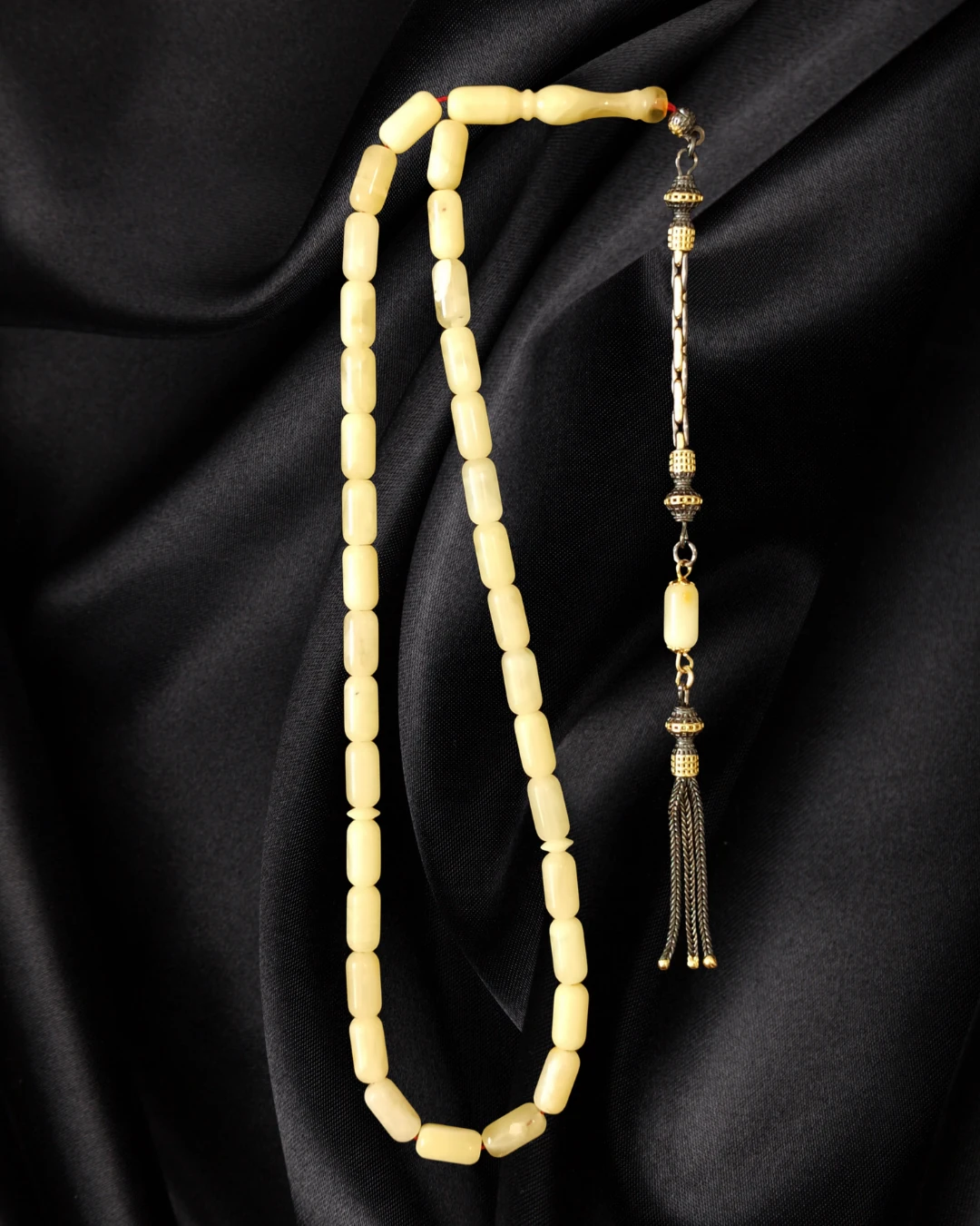 Sertifikalı Baltık Kehribar Tesbih - Gümüş Püskül Tasarım