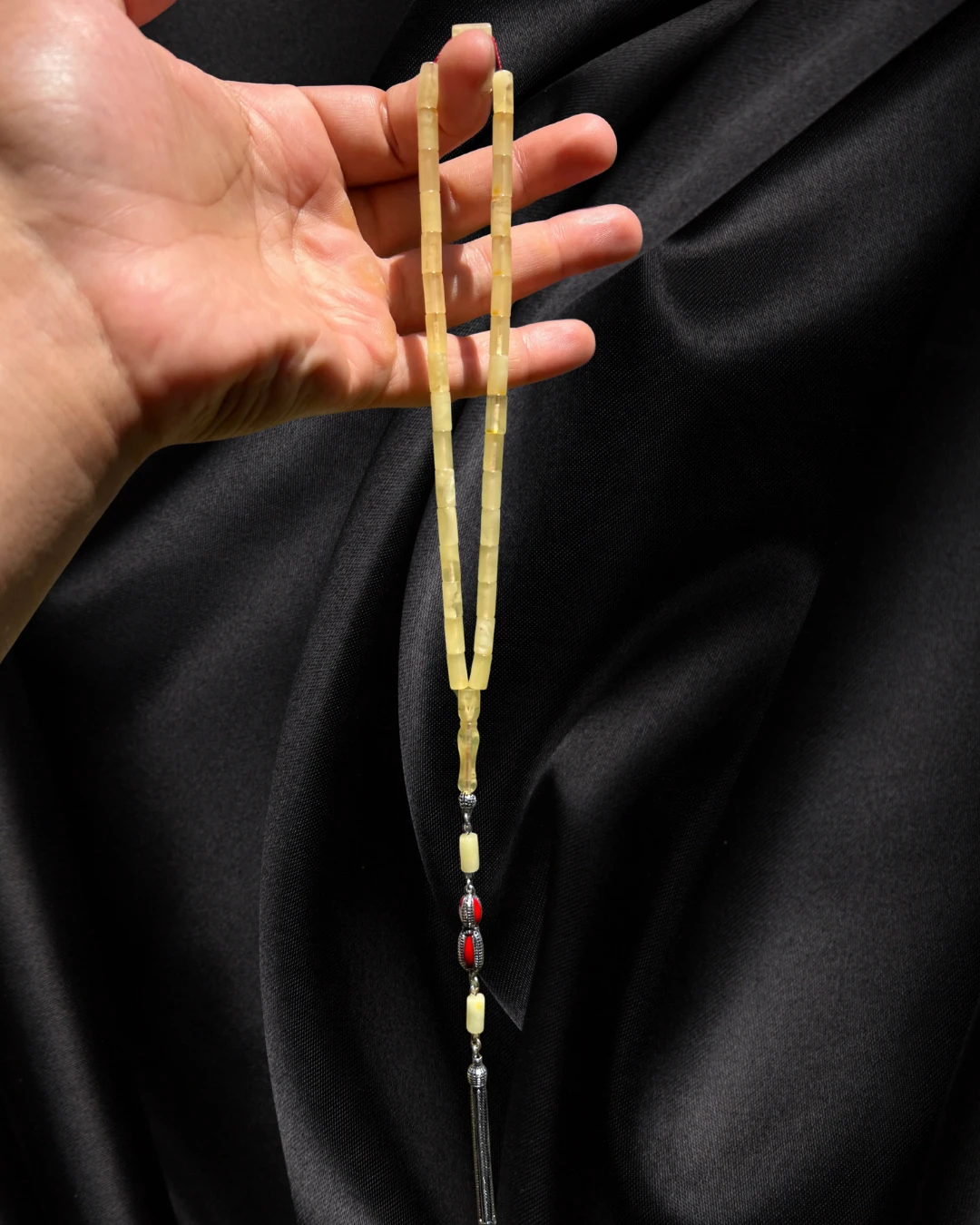 Sertifikalı Baltık Kehribar Tesbih - Gümüş Püskül Tasarım