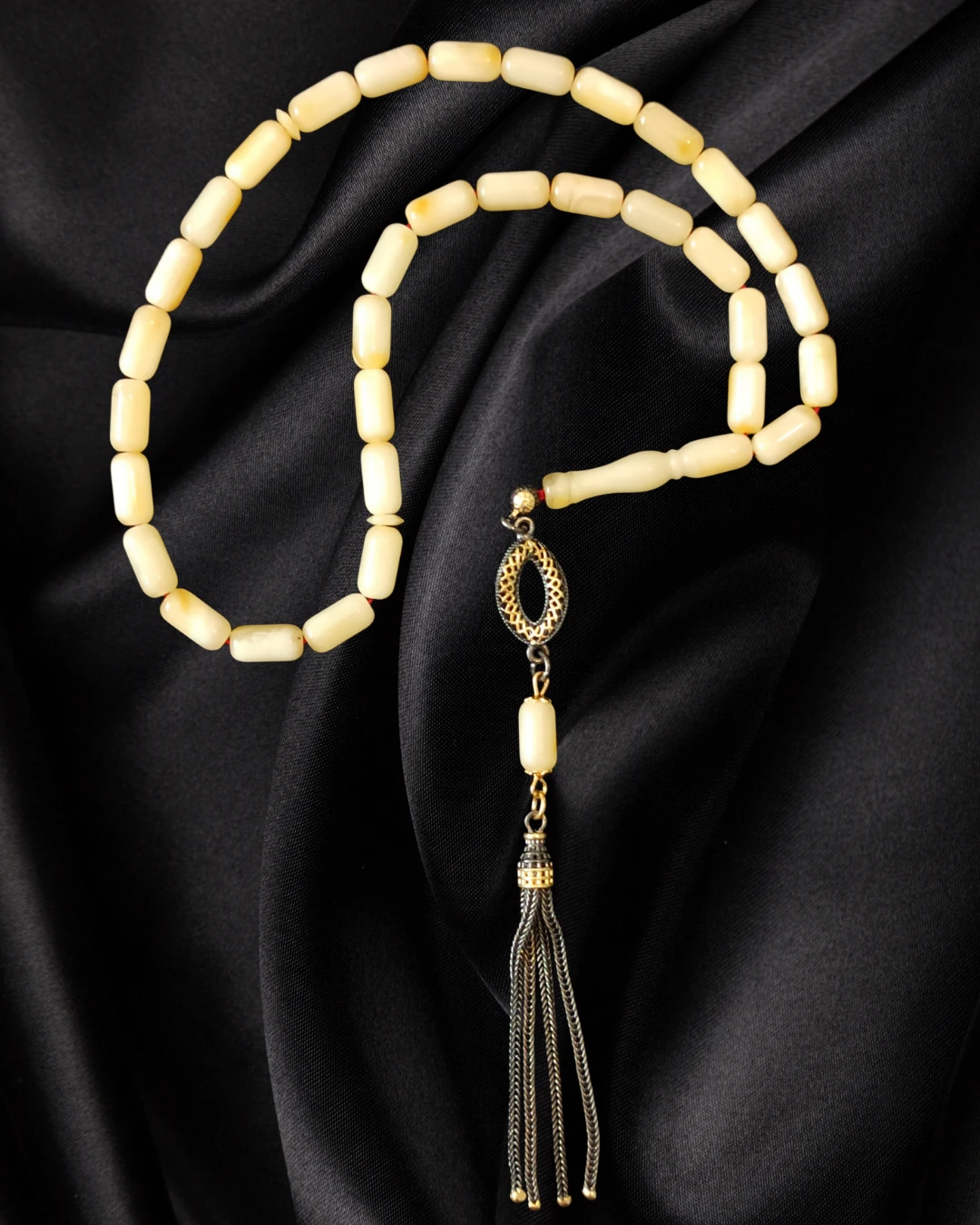 Sertifikalı Baltık Kehribar Tesbih - Gümüş Püskül Tasarım