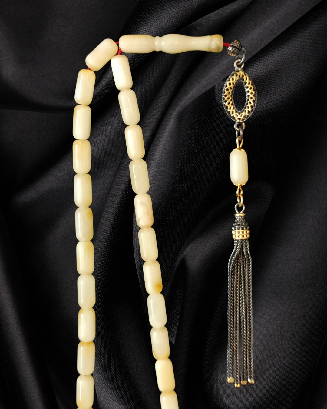 Sertifikalı Baltık Kehribar Tesbih - Gümüş Püskül Tasarım