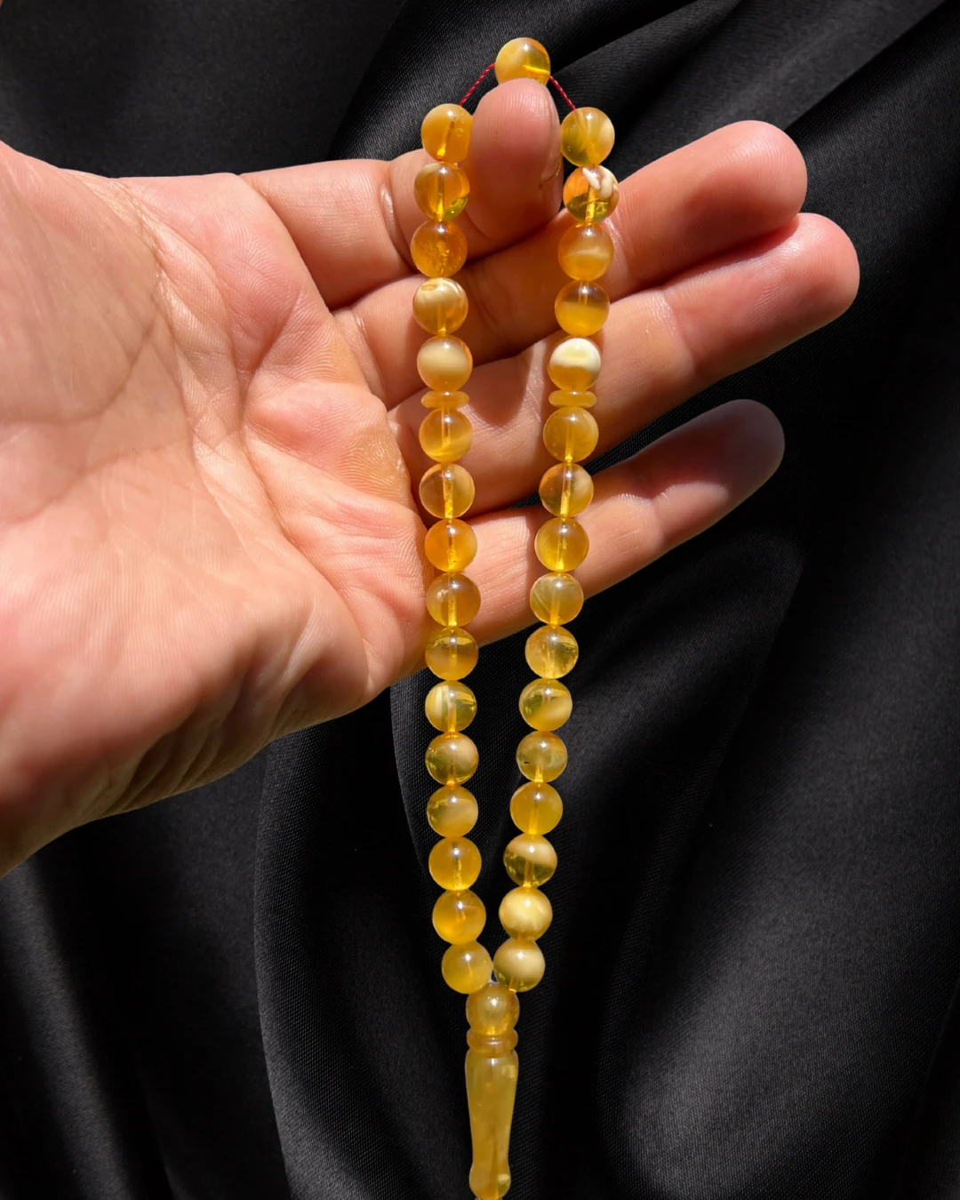 Sertifikalı Baltık Kehribar Tesbih - Gümüş Püskül Tasarım