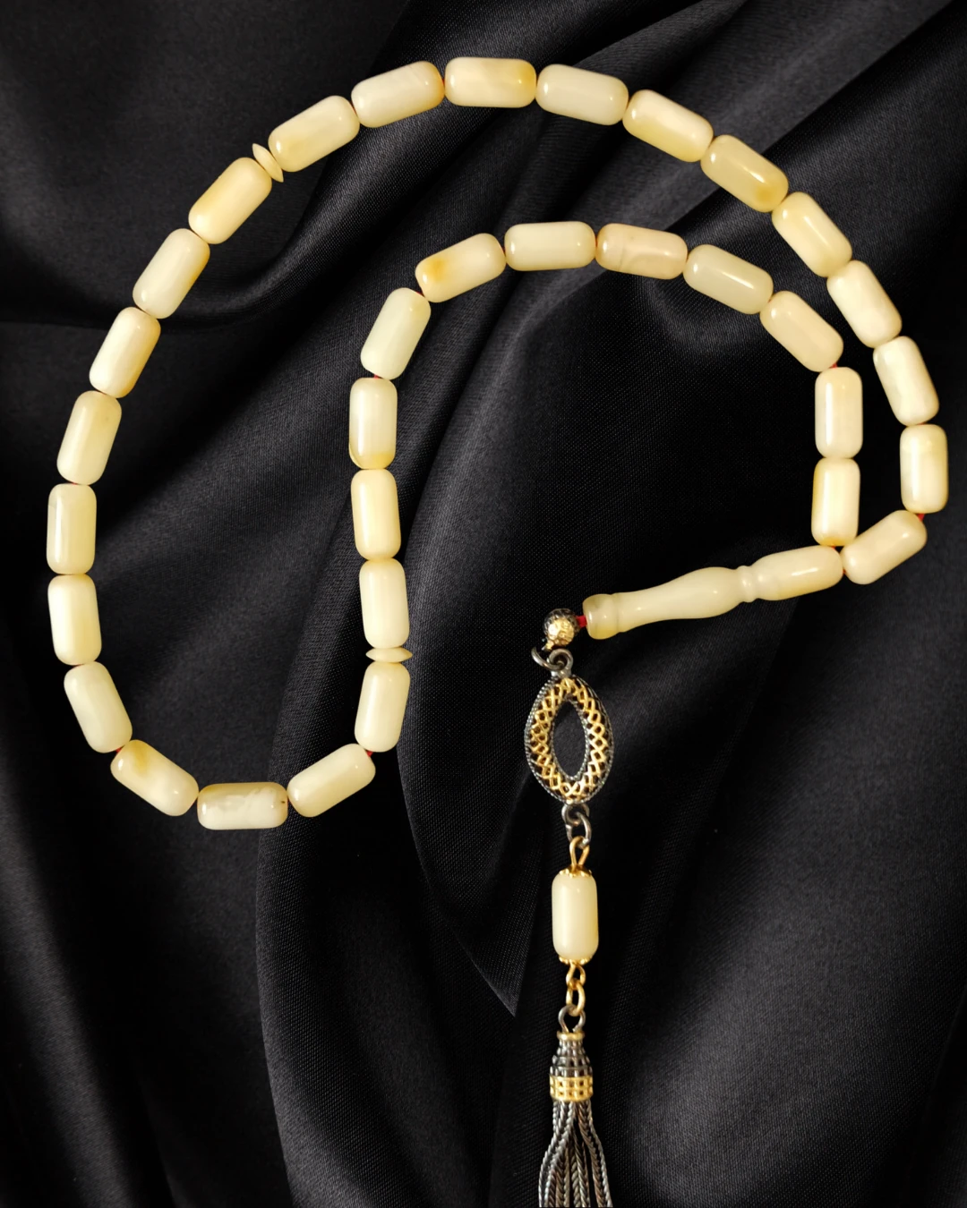 Sertifikalı Baltık Kehribar Tesbih - Gümüş Püskül Tasarım